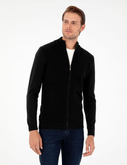 Siyah Slim Fit Fermuarl_ Triko H_rka