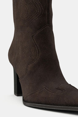 SPLIT SUEDE HEELED BOOTS - Zara фото 7
