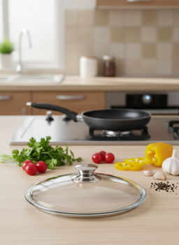 Крышка жаропрочн. стекло 220мм металл. ручка TM Горница, КрМ220