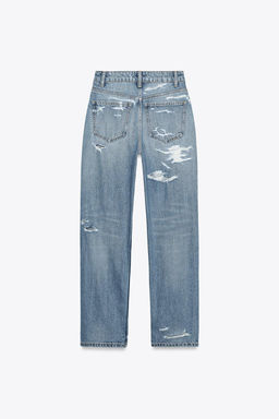 HIGH-RISE RIPPED MOM FIT JEANS - Zara фото 5