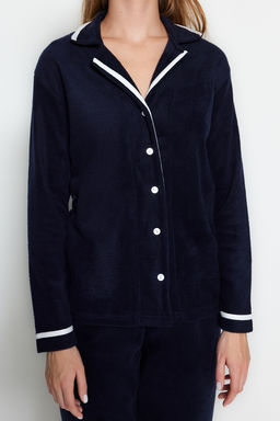 Trendyolmilla Pudra Biye Detayl? Uyku Bantl? Polar Kal?n K?sl?k Orme Pijama Tak?m? THMAW22PT0357