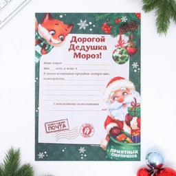 Цена за 2 шт. Письмо Деду Морозу, конверт А5, с наклейками Приятных сюрпризов