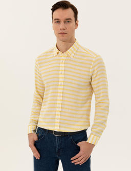Sar_ Keten Kar___ml_ Slim Fit Uzun Kollu G_mlek