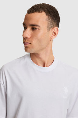 Erkek Beyaz Comfort Fit Bisiklet Yaka Basic Ti__rt