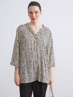 F?rf?rl? V Yaka Dalma?ya Desenli Bluz