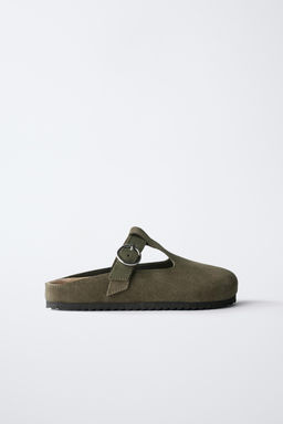 SPLIT SUEDE T-BAR CLOGS
