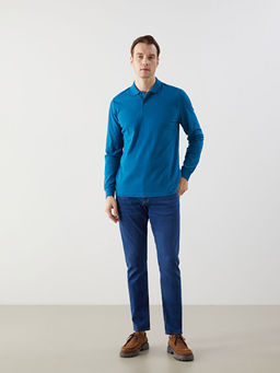 Polo Yaka Erkek Dokulu Sweatshirt