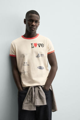 RIB T-SHIRT WITH CONTRAST HEART - Zara фото 14