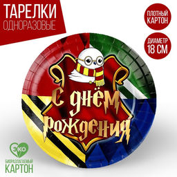 Цена за 10 шт. Тарелка бумажная Волшебного дня рождения, 18 см