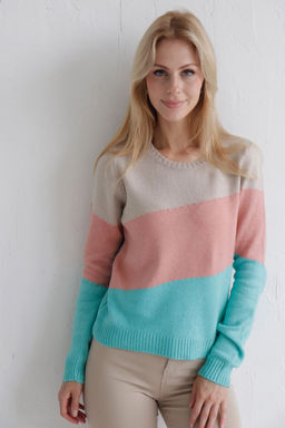 Джемпер колор блок в цвете тиффани-пудра-беж - Martichelli фото 2