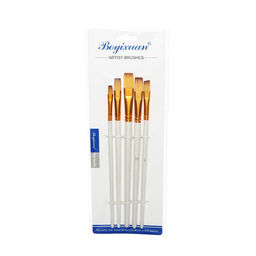 Набор кистей для рисования, синтетика, 5 штук: № 1/8, 3/8, 5/8, 1/2, 1/4, плоские, в блистере, международный размер