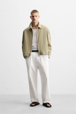 TEXTURED ZIP-UP OVERSHIRT