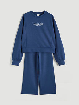 Bisiklet Yaka K?z ?ocuk Sweatshirt ve E?ofman Alt?