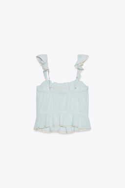 EMBROIDERED RUFFLE TOP - Zara фото 12