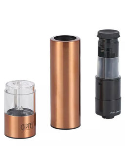 9149 GIPFEL Мельница электрическая TROPICA для соли и перца, 22 см. Цвет: медный. Материал: нержавеющая сталь, органическое стекло, керамика, пластик. Батарейки в комплект не входят, требуется 4 шт. "АА".