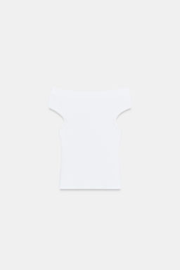 CAMISETA CUELLO BARCO / Blanco - Zara фото 6