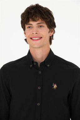 U. S. Polo Assn Мужская черная базовая рубашка с длинным рукавом - U.s. polo assn фото 2
