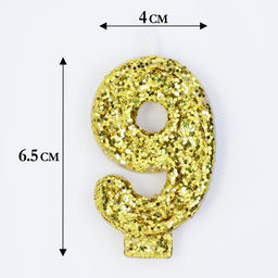 Свеча в торт Блестки, цифра 9, золото,5,5 см - Страна карнавалия фото 2