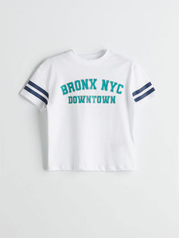 Bisiklet Yaka Yaz? Bask?l? Erkek ?ocuk Ti??rt