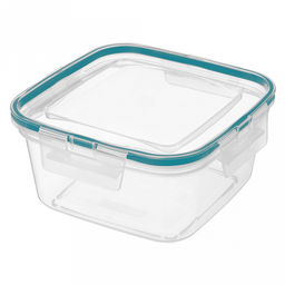 Контейнер для продуктов пластмассовый 1,5л, 17,5х17,5х9см, герметичный, прозрачный, зеленая оконтовка, подходит для СВЧ (Россия)