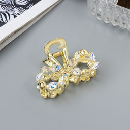 Цена за 6 шт. Крабик для волос «Кэли», бант, 5 см, золото