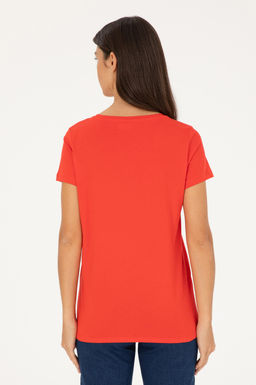 Женская красная базовая футболка - U.s. polo assn фото 5