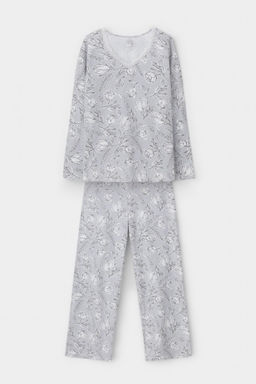 Е 20041/24/светло-серый,нежные цветы пижама жен