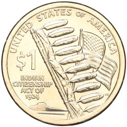 Монета 1 доллар 2024 года D США Коренные Американцы  Закон о гражданстве индейцев