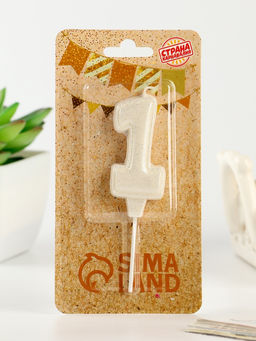 Цена за 3 шт. Свеча в торт «Праздник» цифра 1, жемчужный перламутр с блестками