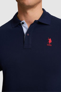 Erkek Lacivert Regular Fit Polo Yaka Basic Ti__rt