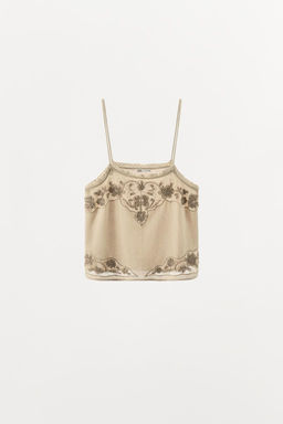 BEADED EMBROIDERED CAMISOLE TOP - Zara фото 4