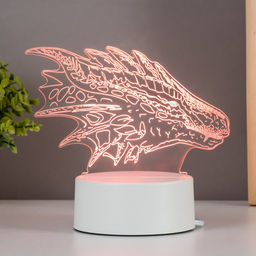 Светильник 3D RISALUX «Дракон», LED-ночник, белый 15×9.5×11 см