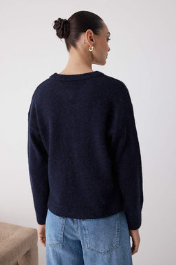 More Sustainable Lacivert Alpaka Yun Kar?s?ml? Triko Kazak|TWOAW26KZ00001 - Trendyolmilla фото 5