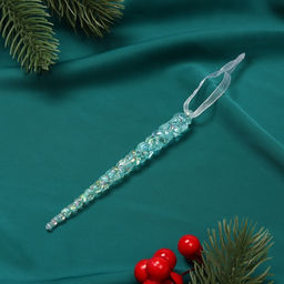 Цена за 3 шт. Ёлочная игрушка Зимнее волшебство. Сосулька, 14.51 см, голубой перелив  фото 5