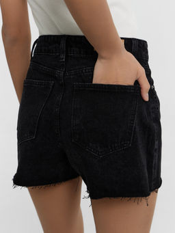 Шорты-юбка женские джинсовые черные черный 2024-DSK402-1 - Mark formelle фото 5