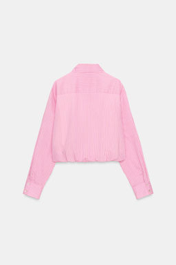 STRIPED POPLIN SHIRT WITH PUFF SLEEVES - Zara фото 12