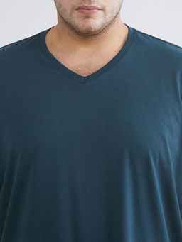 B?y?k Beden V Yaka Penye Erkek Ti??rt