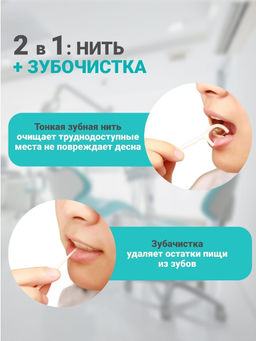 Флосстик ,зубная нить+зубочистка 30шт(круг)