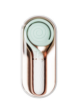 Вибратор с вакуумным стимулятором OTOUCH Lollipop Dual Stimulation, силикон, бело-бирюзовый, 20 см