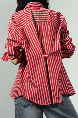 OVERSIZE STRIPED POPLIN SHIRT - Zara фото 5