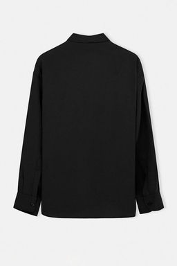 Siyah Regular Fit Modal Dokulu Ince Yazl?k Gomlek TMNSS26GO00040