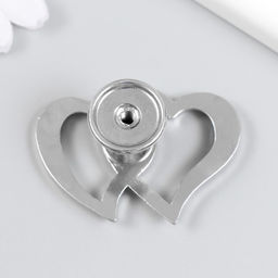 Фурнитура для шкатулки, ручка «Два сердца», металл, стразы, серебро 3.8×5.4×2.4 см