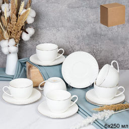 Чайный набор 12 предметов 250 мл белый / GREY-ZSW006G /уп 8/ Вертикаль костяной