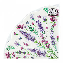 Салфетки бумажные "Art Bouquet Rondo" д32см, 3-х слойные, 12 штук в упаковке, 100% целлюлоза, "Лаванда" (Россия)