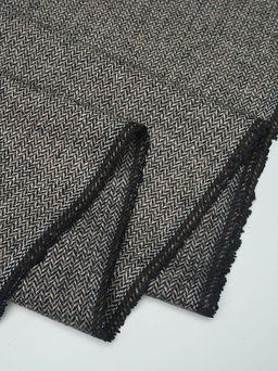 Шерсть пальтово-костюмная Твид Мелкая елочка цв.черный/бежевый, ш.1.5м, шерсть-40%, п/э-60% - Купава фото 14