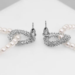 Серьги с жемчугом Бусина переплетение чувств, цвет серебро