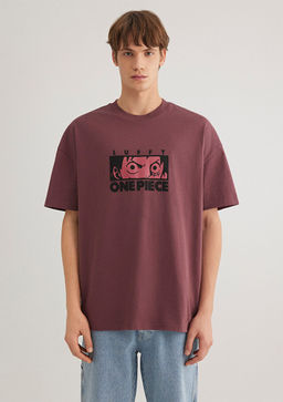 Luffy Bask?l? K?rm?z? Tisort - Mavi фото 3