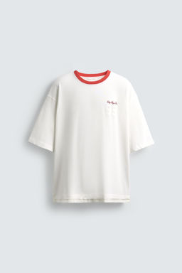 T-SHIRT WITH CONTRAST NECK - Zara фото 7