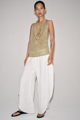 TOP PUNTO HALTER HILO METALIZADO / Dorado - Zara фото 6