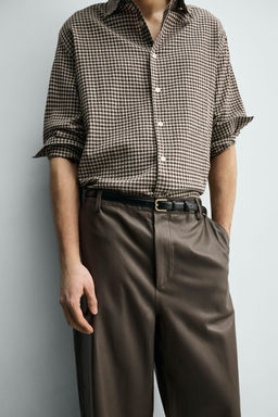 PANTAL?N BALLOON FIT PIEL / Beige - Zara фото 5